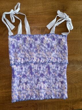 Anthropologie Periwinkle Smocked Strapless Top